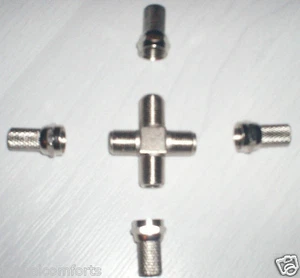 3 WAY COAXIAL CABLE SPLITTER/COMBINER KIT FOR TV FREEVIEW RF SATELLITE BROADBAND - Picture 1 of 1