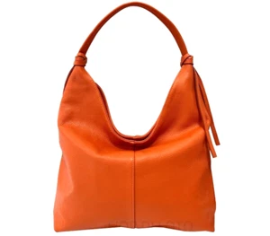 ITALIAN PEBBLED GRAIN LEATHER EXTRA-LARGE SHOULDER HOBO BAG - MADE IN ITALY - Picture 1 of 10