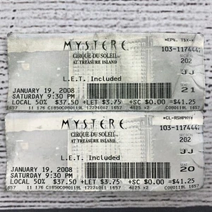 Vintage Mystery Treasure Island Cirque Du Soleil 2 Tickets Local Las Vegas 2008 - Picture 1 of 4