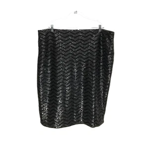 ELOQUII Black Sequin Chevron A-Line Skirt 22 - Picture 1 of 4