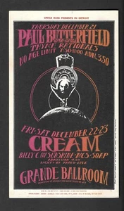CREAM Clapton Ming The Merciless GRANDE BALLROOM Detroit 1967 HANDZETTEL - Bild 1 von 2