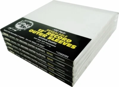 (500) 12" LP Vinyl Record Outer Sleeves Soft RESEALABLE 3mil Heavy Duty Archival Foto 1 de 4