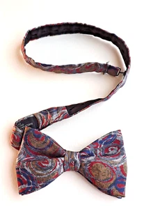 Vintage TIE RACK SILK Bow Tie Ready Tied Silver, Blue, Red Multi Design FREE P&P - Picture 1 of 9