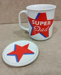 Super Dad Ceramic Mug with Lid / Coaster - Made in Taiwan - Picture 1 of 5