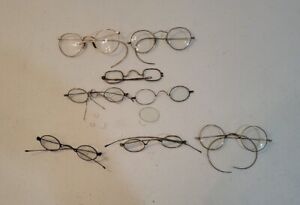 Lot of 8 vintage eyeglasses some are broken bottom 3 intact.