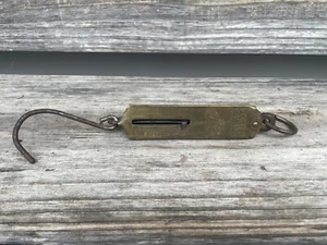 Antique B&W CO. Spring Balance Hanging Hook Scale Brass And Steel 25 LB  - Picture 1 of 6