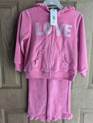 Miniwear baby 24 Months Two Piece Pink Love Jogging Suit Jacket And Pants - Imagem 1 de 4