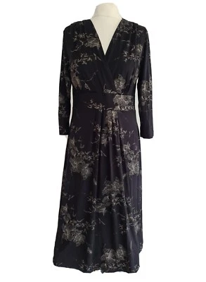 VESTIDO JERSEY FLORAL NEGRO/DORADO DE TURRÓN LONDRES PARA MUJER. UK 12, EU 40. Foto 1 de 4