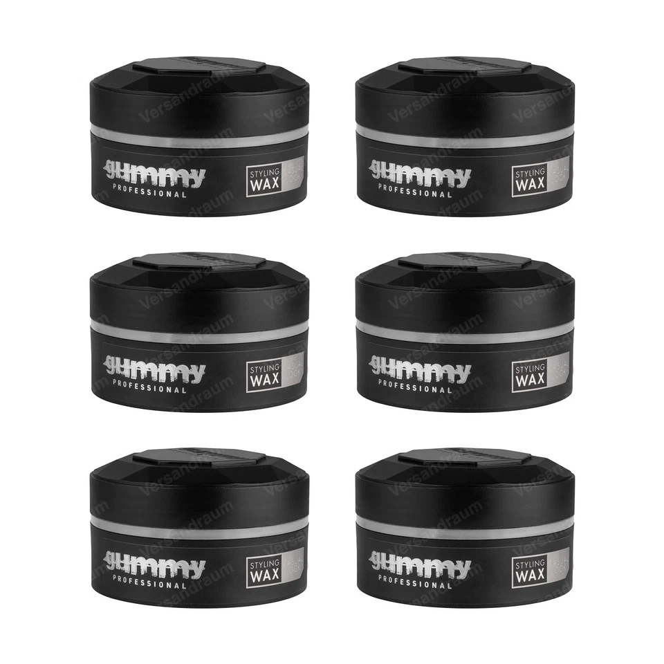 6x Fonex Gummy Styling Wax Grau Casual Look 6er Set (900ml) Haarwachs Haarwax