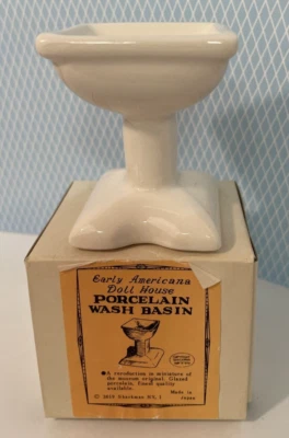 SHACKMAN 1970s Dollhouse Miniature Porcelain WASH BASIN Sink, Original Box - Image 1 of 4