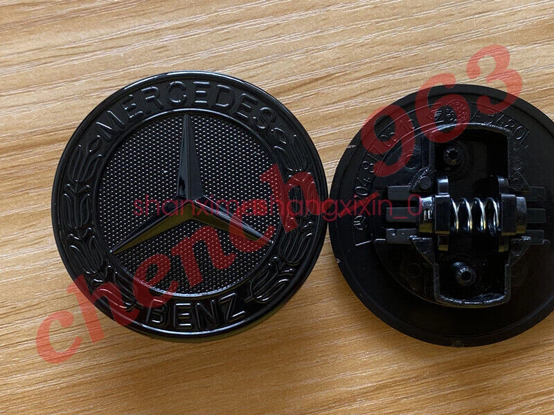 Insignia estrella plana capó negro brillante para Mercedes Benz A B C E S SLK clase 57 mm Foto 1 de 4