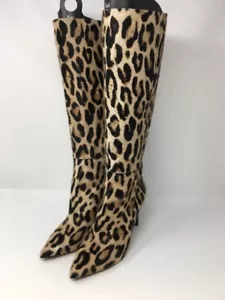 NEW JIMMY CHOO Lyonise 85 Leopard Calf Hair Tall Boots Sz 6.5 (EU 37) $1895 - Picture 1 of 3