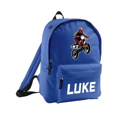 SOL Kinder Motocross personalisierter Rucksack Motorradtasche beliebigen Namen hinzufügen Jungen Schule Motorrad