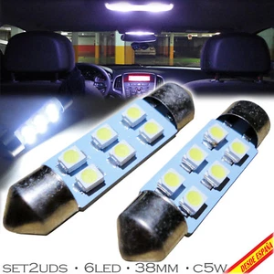 2x BOMBILLAS 6 LED BLANCO XENON 38 39MM 6400K C5W C11 FESTOON MATRICULA INTERIOR - Imagen 1 de 12