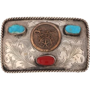 Sterling Silver Shriner Aaonms Ancient Arabic Order Nobles Vintage Belt Buckle - Picture 1 of 7