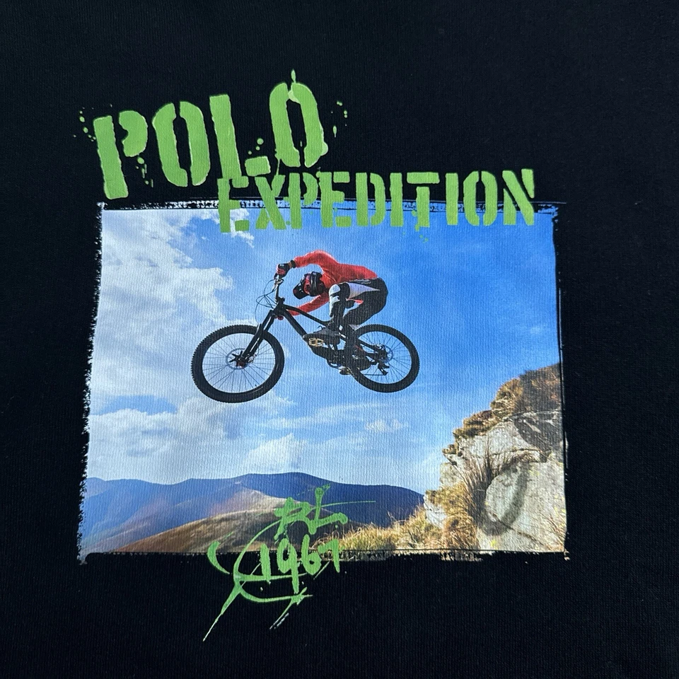 Ralph Lauren Hoodie Sweatshirt Mens XL Black Polo Expedition Mountain Biking