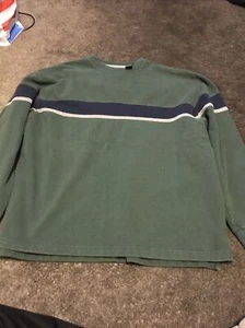Vintage Y2k GAP Green Striped Sweater Skate Mens Pullover Baggy Large - Picture 1 of 5