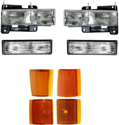 Headlights For GMC Truck 1994-1998 Yukon Suburban With Turn Signals Side Markers - Image 1 of 4