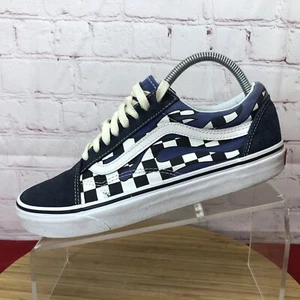 Vans Old Skool Flame Checker Board Suede-Canvas Blue White Mens 8 Women 9.5 - Picture 1 of 12