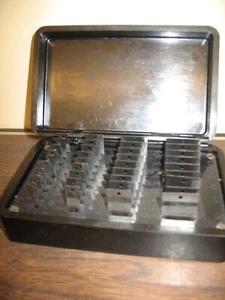 MOORE JIG BORER STARRETT LEAF STYLE HOLE GAGES .100" - 1.00"36PCS BAKELITE CASE - Picture 1 of 6