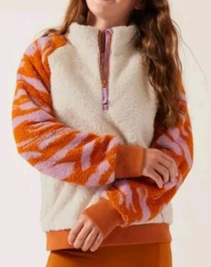 Athleta Girl - So Snug Sherpa Printed Half-Zip Pullover – Girls’ Large (12) NWT. - Picture 1 of 7