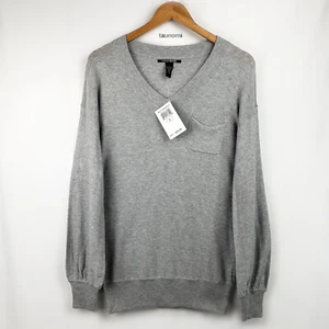 Suéter Pullover Ligero Gris Suave Gran Tamaño Cuello en V LUCKY BRAND [XS/S] $79MSR - Imagen 1 de 7