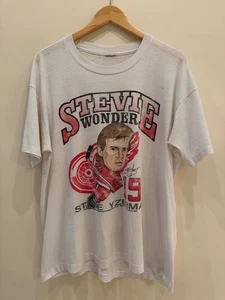 Vintage 1989 Detroit Red Wings Steve Yzerman Stevie Wonder Woody Sports Shirt - Picture 1 of 5
