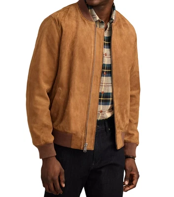 Men Brown Pure Suede Leather Jacket Slim Fit Trucker Jacket Custom Size S M L XL - Image 1 of 4