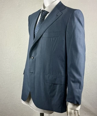 Traje Cesare Attolini 2 Piezas Acero Azul Sólido 56IT 46US 180’s Lana Nuevo con Etiquetas Inalterado Foto 1 de 4