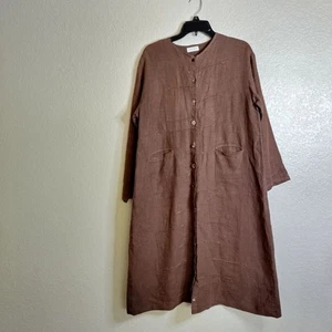 Krista Larson Lagenlook Leinen Button Down Maxikleid/ Staubtuch Gr. L - Bild 1 von 12