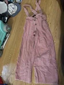 Zara Kids Collection Size 10 Girls Corduroy Rose Pink Suspender Pants Jumper - Picture 1 of 13