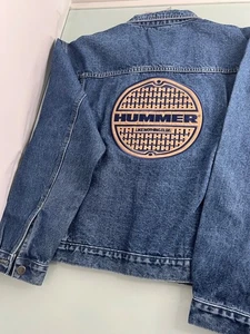 Hummer bestickt Denim Jeans Trucker Jacke Herren Große L Blau Y2K - Bild 1 von 6