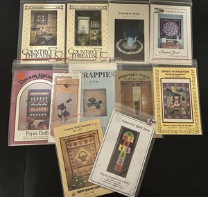 Lot Of 11 Craft And Quilt Patterns Heirlooms Cabin Star Country Primitive - Picture 1 of 7