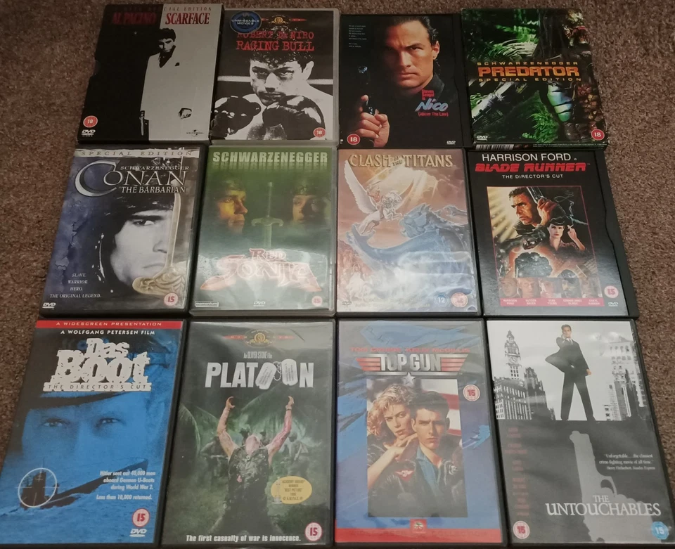 DVD Bundle x 12 Classic Cult 80s Films Some Rare Scarface, Red Sonja, Platoon - Image 1 of 1