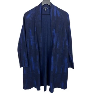 Eileen Fisher Navy Blue Black Wool Blend Cardigan Sweater Duster Size PS - Picture 1 of 9