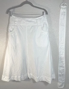 H&M 100 % LEINEN komplett gefütterter Rock mit zwei Taschen/abnehmbarer passender Gürtel 29 Zoll Taille - Bild 1 von 16