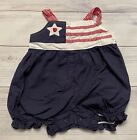 Vintage Vtg Miniwear Baby Girl Fourth 4th of July Flag Outfit, Size 3-6 months
