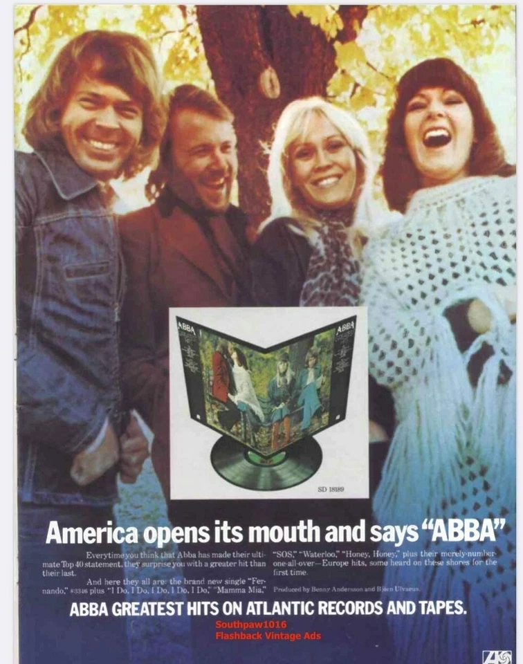 1975  ABBA  Greatest Hits "America Says "ABBA" Album Release Promo Reprint Ad - Image 1 of 1