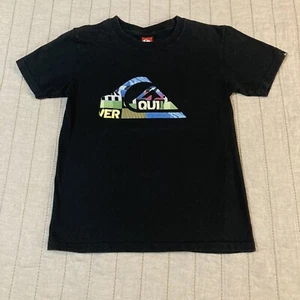 Vtg Quicksilver Shirt Boys Youth Small Black 100% Cotton Graphic Crew Surf Skate - Picture 1 of 7