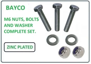 M6 / 6MM TUERCAS / PERNOS / LAVADORAS / JUEGO COMPLETO. CHAPADO EN ZINC. ELECCIÓN DE LONGITUD DE PERNO - Imagen 1 de 3