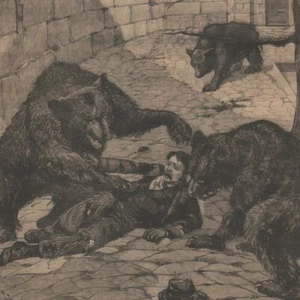 Dévoré par des ours - Drame fosse de Berne Suisse - Gravure de presse 1896 - Imagen 1 de 2