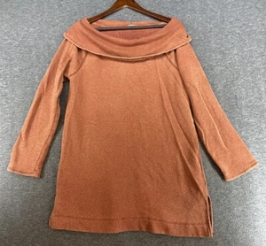 Zenergy by Chico's Size 2 (L) Orange Long Sleeve Off the Shoulder Sweater - Picture 1 of 10