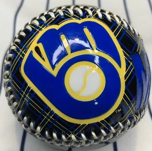 Milwaukee Brewers Black & Blue Plaid Gloss 2012 Souvenir Baseball Ball - Picture 1 of 6