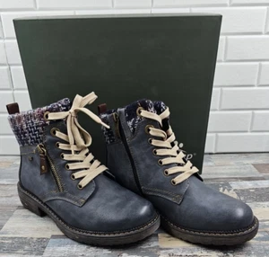 Spring Step Khazera Lace-up Boots Women's Bootie Shoes, Blue, Water resistant - Picture 1 of 14