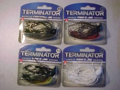 4 NEW Terminator Pro Jigs Weedless Skirted Bass 3/4 OZ Fishing HOOK SWIM flippin - Image 1 of 4