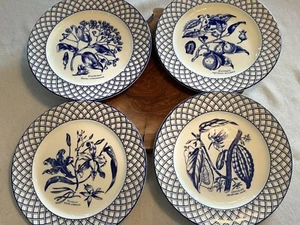 Set Of 4 Tiffany & Co Blue & White Plates Spice Pattern Made In England 9” - Picture 1 of 13