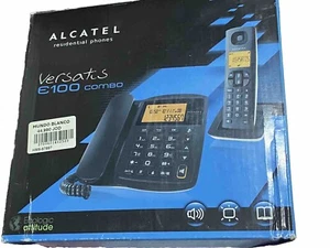 Combo Alcatel Versatis E100 negro/blanco teléfono con cable e inalámbrico con identificador de llamadas - Imagen 1 de 13