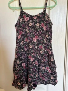 Abercrombie and Fitch Kids Black Floral Sleeveless Romper, Size 7/8 - Picture 1 of 2