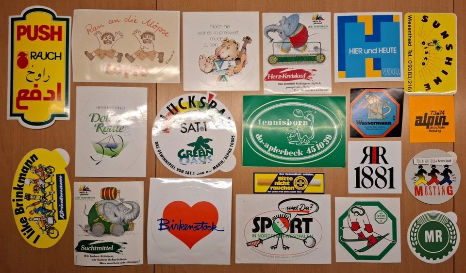 Aufkleber-Sammlung Werbeaufkleber Konvolut 80er/90er Sticker, 20 Stück - Bild 1 von 1
