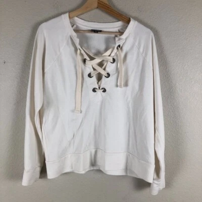 Suéter Ana feminino médio creme renda ilhó gravata camadas pulôver - Imagem 1 de 4